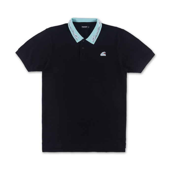 Wave Stripe Polo In Black