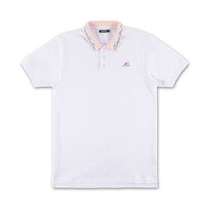 Wave Stripe Polo in White