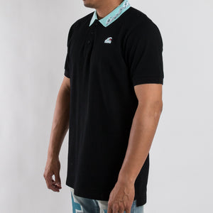 Wave Stripe Polo In Black